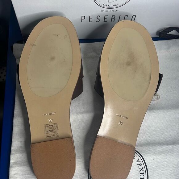 NIB Peserico Brown Slides Buckled Sandals - Picture 10 of 13